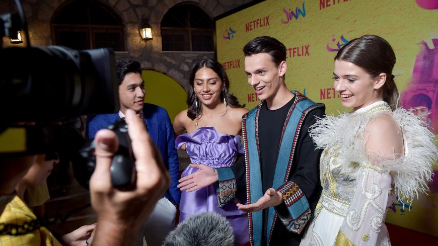 AMMAN, JORDAN - JUNE 12: (L-R) Hamzeh Okab, Salma Malhas, Sultan Alkhail and Aysha Shahaltough attend World Premiere of Netflix Original series "Jinn" at Bisharat Golf Club on June 12, 2019 in Amman, Jordan. (Photo by Juan Naharro Gimenez/Getty Images for Netflix)