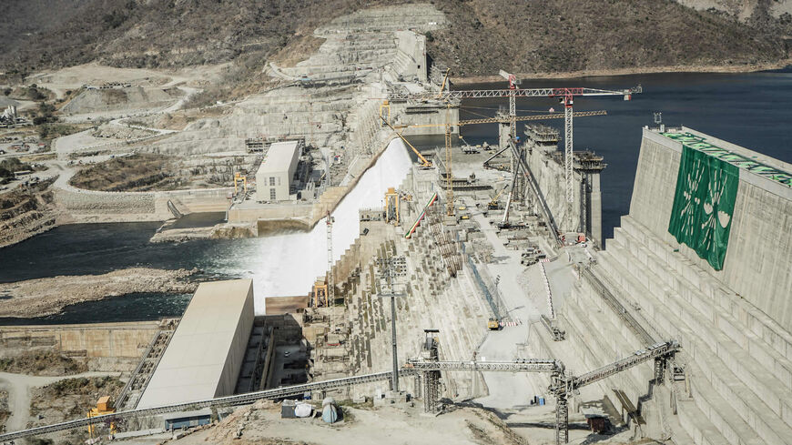 This general view shows the Grand Ethiopian Renaissance Dam in Guba, Ethiopia, Feb. 19, 2022.