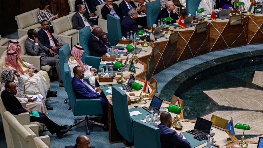 Syria's empty seat is pictured during an emergency meeting of Arab League foreign ministers in Cairo on May 7, 2023. (Photo by Khaled DESOUKI / AFP) (Photo by KHALED DESOUKI/AFP via Getty Images)