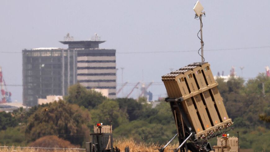 This picture shows a battery of Israel's Iron Dome air defense system in the southern city of Ashdod on May 12, 2023, as Israel's army and Gaza militants traded heavy cross-border fire.