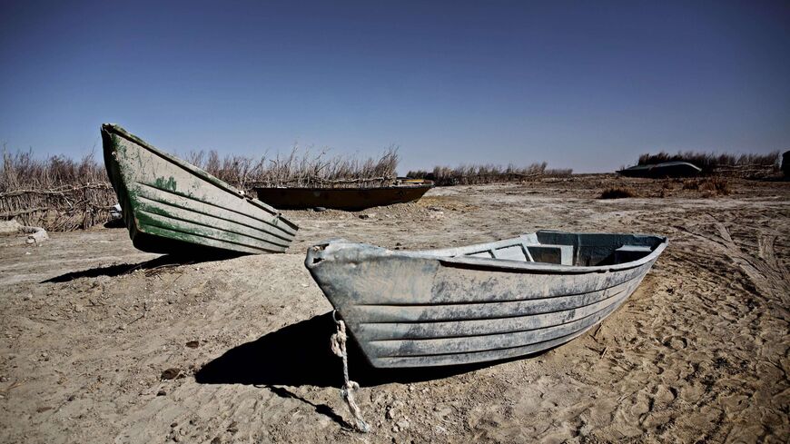 Abandoned boats in Sikh Sar village at Hamoon wetland near the Zabol town, in southeastern province of Sistan-Baluchistan bordering Afghanistan on Feb. 2, 2015. 