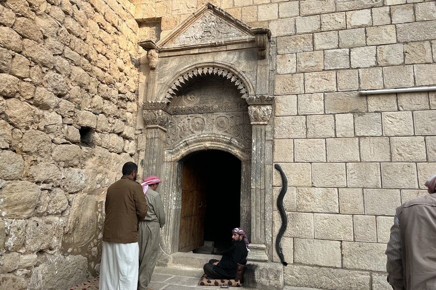 Worshippers outside the Yazidis’ holiest temple Lalish in Dahuk, Iraq Amberin Zaman